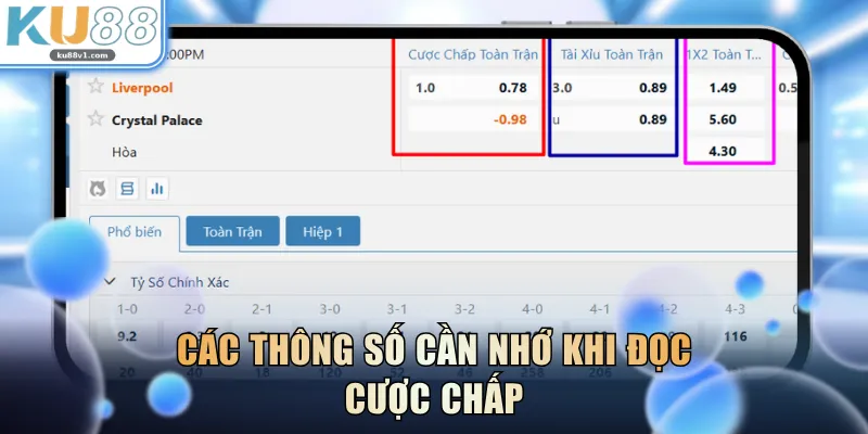 Các thông số cần nhớ khi đọc cược chấp