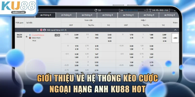 Giới thiệu về hệ thống kèo cược Ngoại hạng Anh KU88 hot