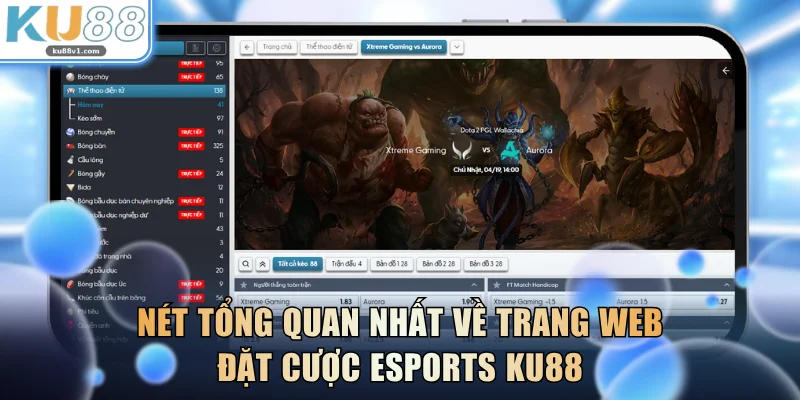 Nét tổng quan nhất về trang web đặt cược esports KU88