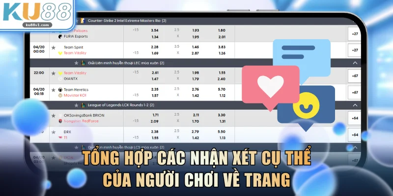 Tổng hợp các nhận xét cụ thể của người chơi về trang