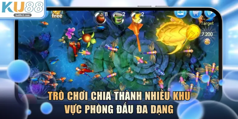 Trò chơi chia thành nhiều khu vực phòng đấu đa dạng